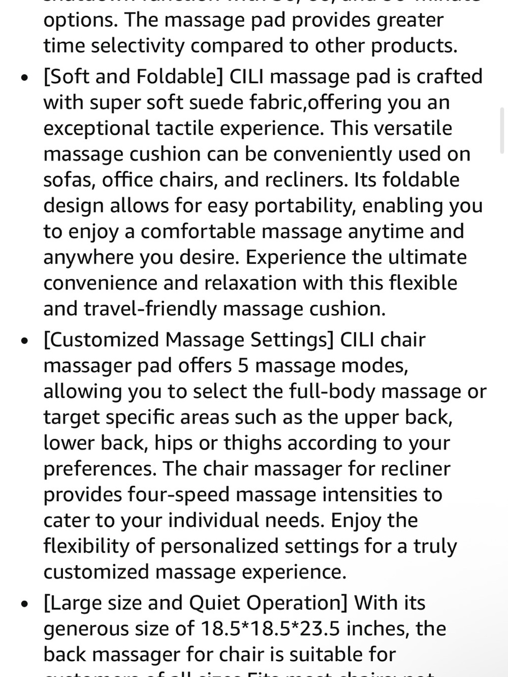 NIB Massage Chair Pad, Back Massager with Heat and Seat with 10 Vibration Motors - Picture 10 of 14